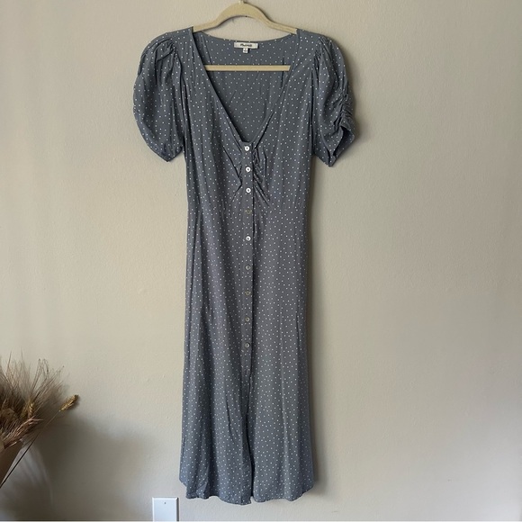 Madewell Leedra Button-Front Midi Dress in Dot Size 6 - Picture 4 of 11